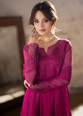 Ensembles By Azure Embroidered Chiffon 3 Piece Unstitched Suit AZU24F3P D-PLUM REVERIE